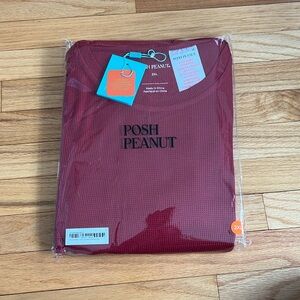 Posh peanut maroon waffle men’s long sleeve pajamas